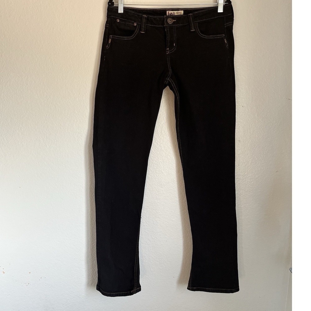L.E.I Y2K Women's Skinny Leg Black Jeans Junior 13 Low-Rise Embellished  Pockets